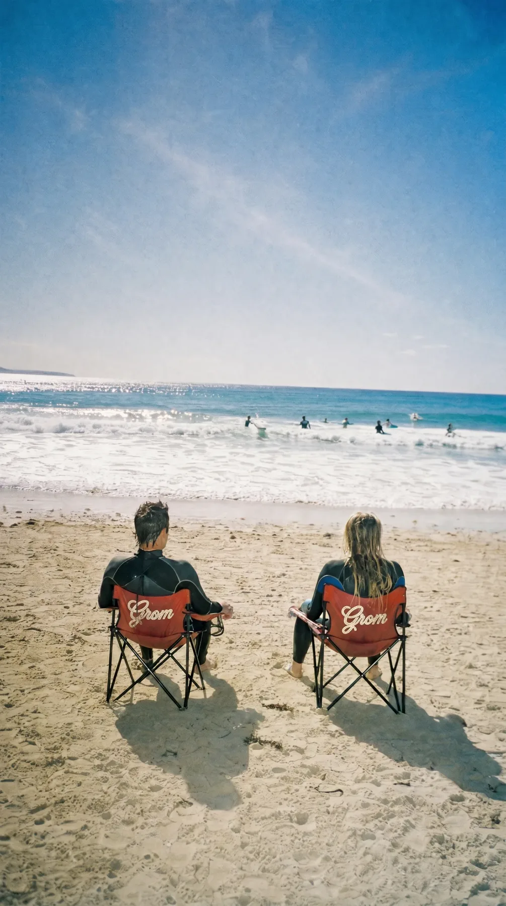 Grom branded beach chairs and setup